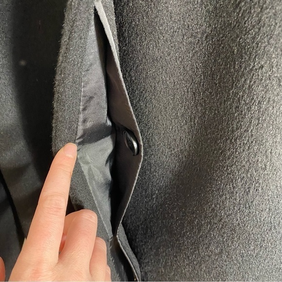 Cole Haan Wool Black Trench Dress Coat Sz 6 Black Jacket Women’s Furry - Picture 7 of 11